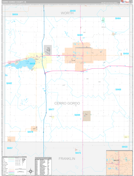 Cerro Gordo County, IA Wall Map Premium Style